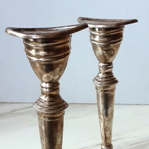 Sheffield Styled VTG Sterling Silver Plated Georgian Candlesticks - Picture 4 of 10
